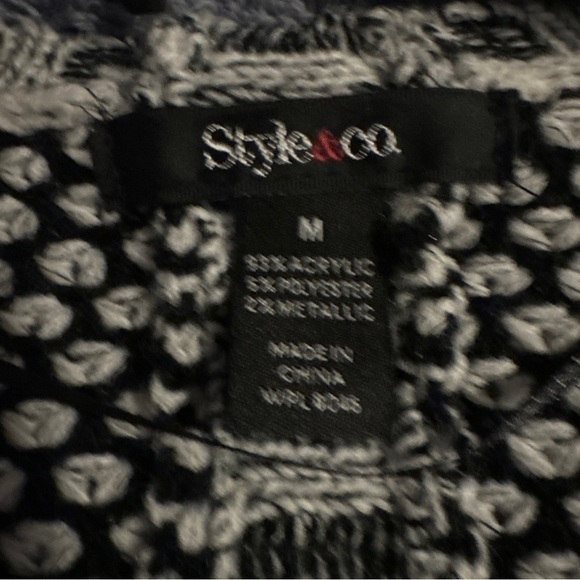 Style & Co Womens Size M Long Sleeve Cardigan Black Gray Cable Knit Sweater - Picture 5 of 10